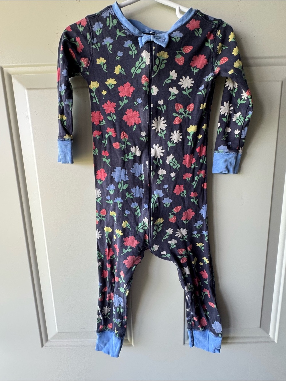 The Beaufort Bonnet Company Navy Floral Zip One-Piece with Light Blue Trim